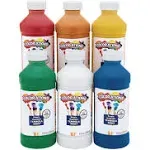 Colorations Simply Washable Tempera Paints, 8 fl oz, Set of 6 Colors, Non Toxic