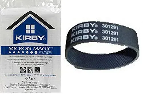 Kirby Part#204808 - Genuine Kirby Style F HEPA Filtration Vacuum Bags for ALL Sentria Models (6 Bags & 1 Belts) Size: 6 Bags & 1 Belts Model: