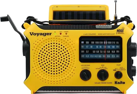 Kaito KA500 5-way Powered Emergency AM/FM/SW Weather Alert Radio, Yellow