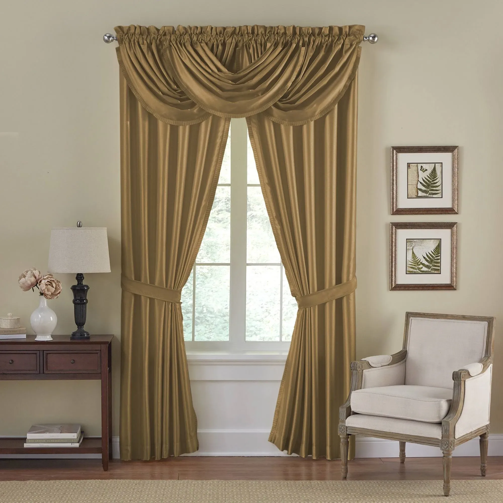 Elrene Home Fashions Versailles Curtain Panel - Color: Gold, Size: 52" W x 108" L