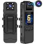 Sixmou Body Camera with Audio and Video Recording, HD 1296P Body Cam with 180° Rotating Lens, Night Vision, 64G B9 Body Worn Camcorder, Perfect for