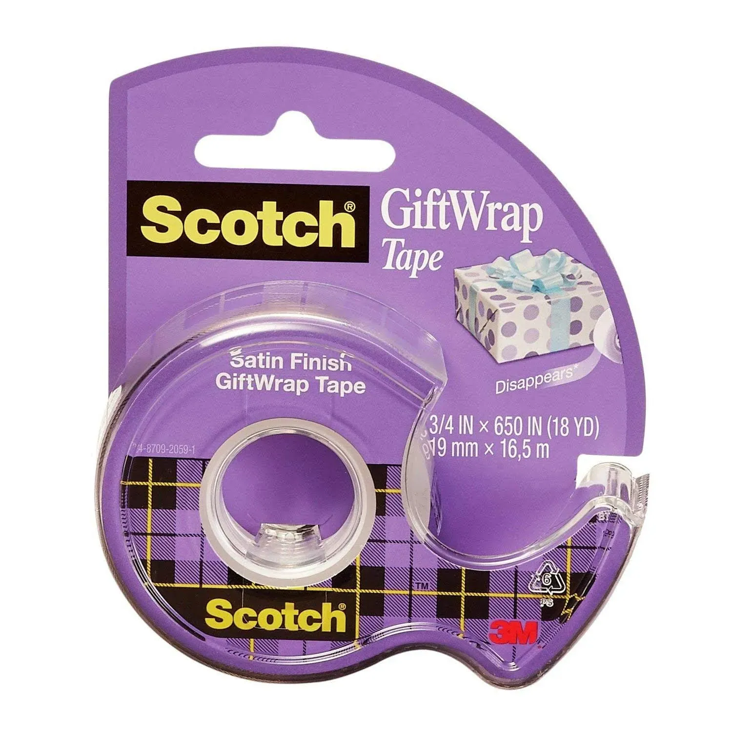 Scotch Satin Tape: 0.75 x 650 Inches, 1 Roll, Multicolor (G-19165)