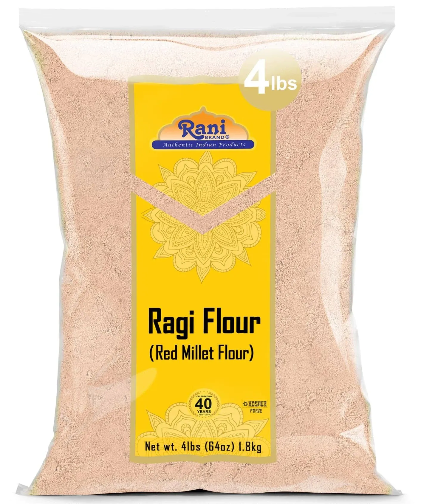 Rani Ragi (Finger Millet) Flour 64oz (4lbs) 1.81kg Bulk ~ All Natural | Vegan | Gluten Friendly | NON-GMO | Kosher | Indian Origin