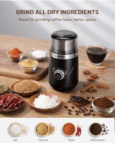 SHARDOR Adjustable Coffee Grinder Electric, Herb Grinder, Spice Grinder, Coffee Bean Grinder, Espresso Grinder with 1 Removable