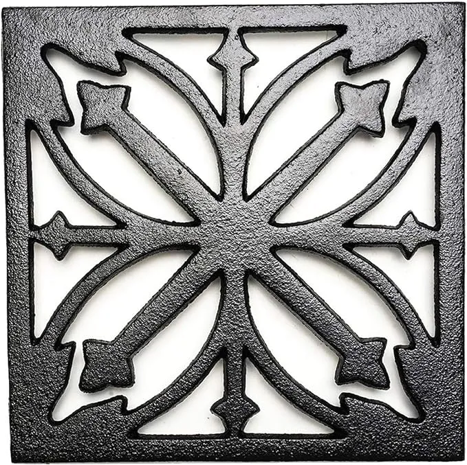 Sungmor Heavy Duty Cast Iron Square Metal Trivet,Rustproof Black Racks Stands Holders for Hot Pans or Teapot,Kitchen or Dinning Table Decorations