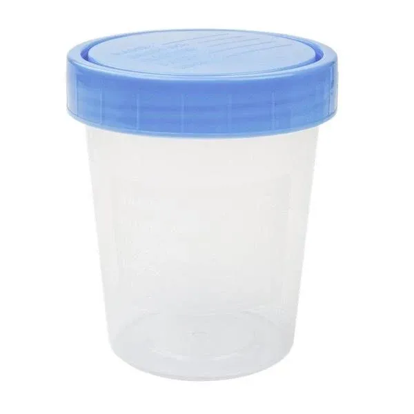 Dealmed Specimen Collection Containers Single Use Urine Specimen Cups, Screw on Leak Resistant Lid, Included ID Label, 4 oz, 100 Count