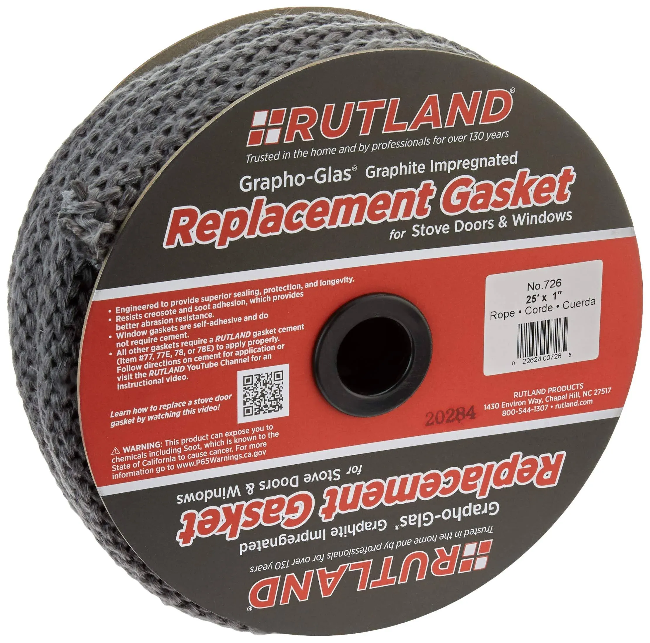 Rutland Grapho-Glas Spooled Rope Stove Gasket, 1-Inch Diameter, 25 Ft