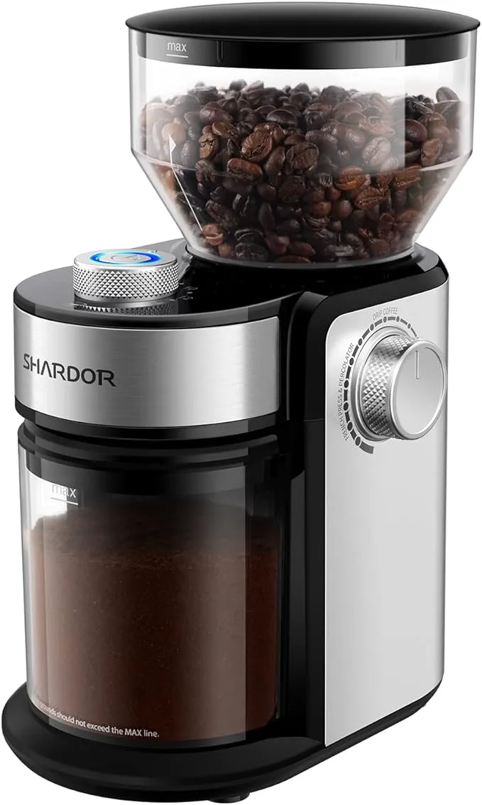 Electric Burr Coffee Grinder Adjustable 16 Settings 2-14 Cup Selector Easy Clean