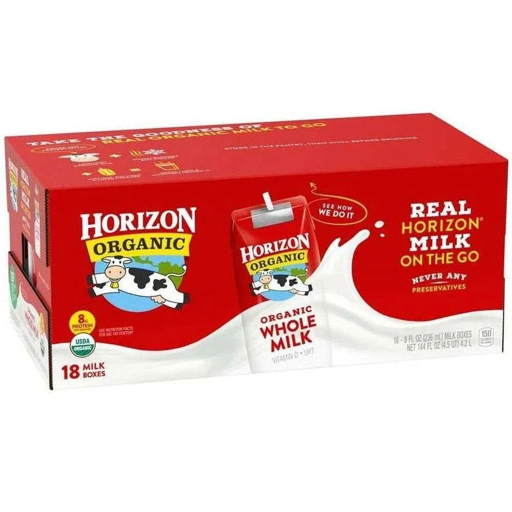 Horizon Organic Shelf-Stable Whole Milk Boxes, 8 fl oz, 6 Pack