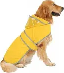 Hde Dog Raincoat with Clear Hood Poncho Rain Jacket for Small Medium Large Dogs Yellow - XXL