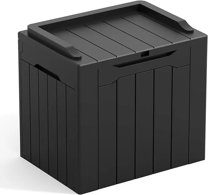  Resin All Weather Outdoor Storage Boxes for Patio 31 Gallon Black Deck Box