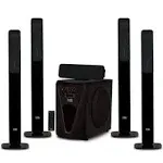 Acoustic Audio AAT5005 Bluetooth Tower 5.1 Home Theater Speaker System with Digital Optical Input and 8" Powered Subwoofer