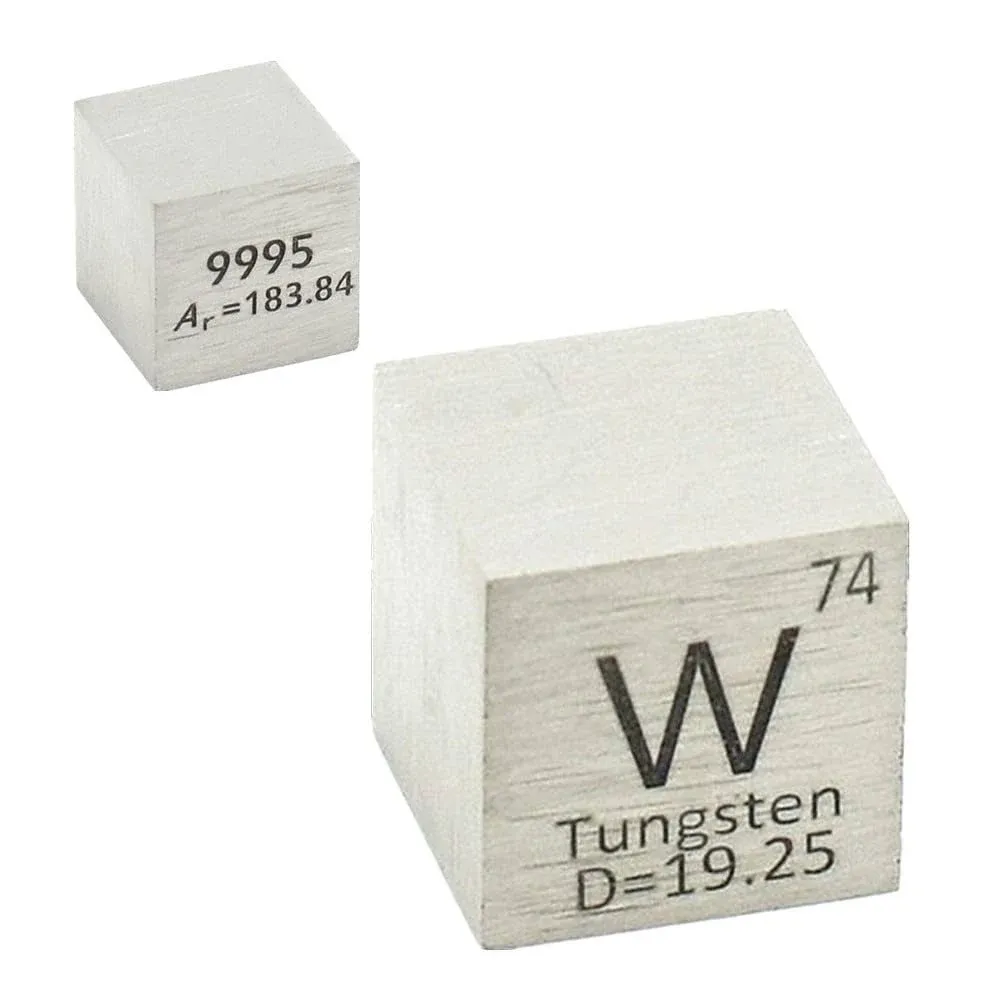 Tungsten Cube W 99.95% Wolfram Element Cube Pure 10mm Density Cube for Element Collection Periodic Table Hunter, and More (0.39", Tungsten)