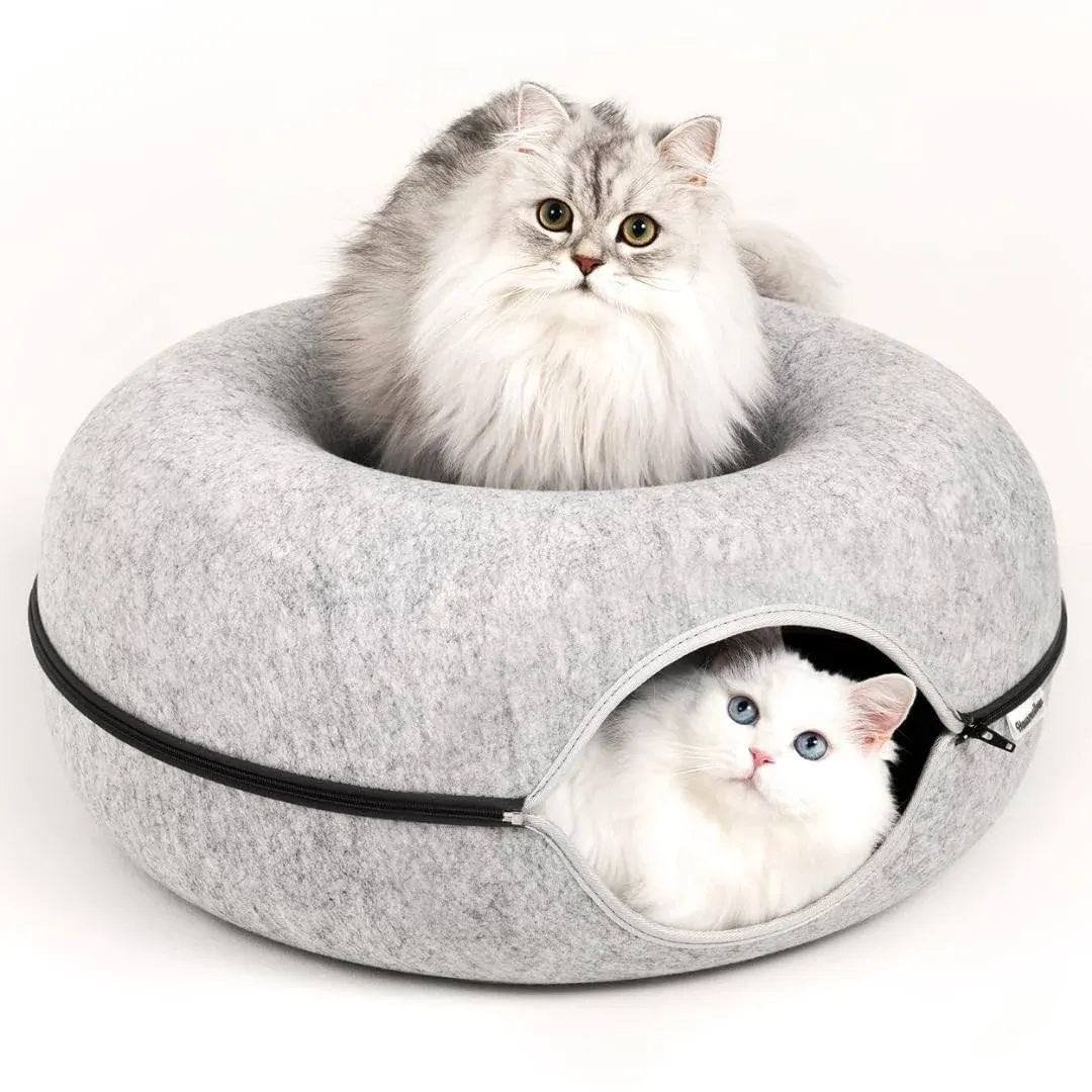 Hausmellow Peek A Boo Cat Cave Tunnel Bed - Cat Tubs and Tunnel Bed for Indoor ...