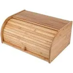 Lawei Bamboo Bread Box, Large Natural Roll Top Wood Bread Box, Countertop Bread Storage Bin, Bread Boxes Holder for Kitchen Food Storage, No Assembly Required