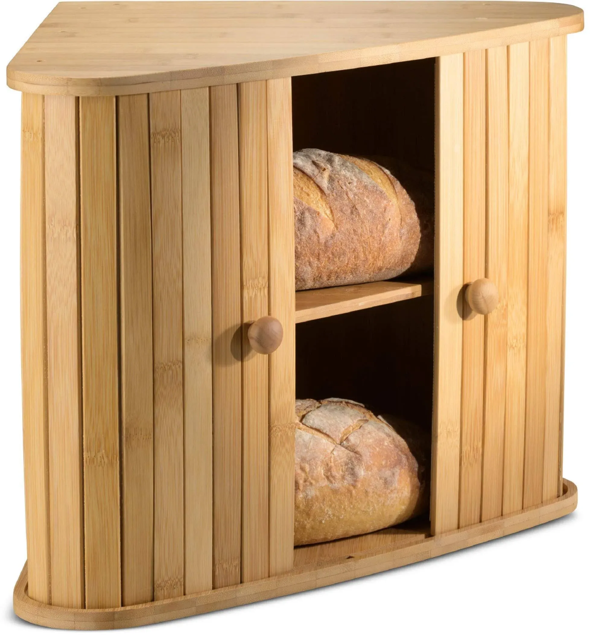 Klee Utensils Klee Wooden Bread Box | Bamboo Bread Holder | Corner Bread Keeper ...