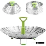 Steamer Basket Stainless Steel Vegetable Steamer Basket Folding Steamer Insert for Veggie Fish Seafood Cooking, Expandable to Fit Various Size Pot (6.4" to 10")