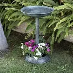 Alpine Corporation 25 in Birdbath with Planter Pedestal - Green