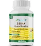 Safrel Senna 8.6 mg Tablets (1000 Count) Natural Sennosides Vegetable Laxative for Constipation, Bloating, Gas, Irregularity Relief. Safe Overnight