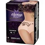 Extra Large, Tan Always Discreet Boutique Incontinence Underwear Maximum, XL - Flower Prints, 9 count