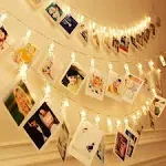 Dopheuor LED Photo Clip Copper String Lights Starry Fairy Warm Yellow Lights Battery Powered for Hang Pictures Cards Bedroom Wall Decorations