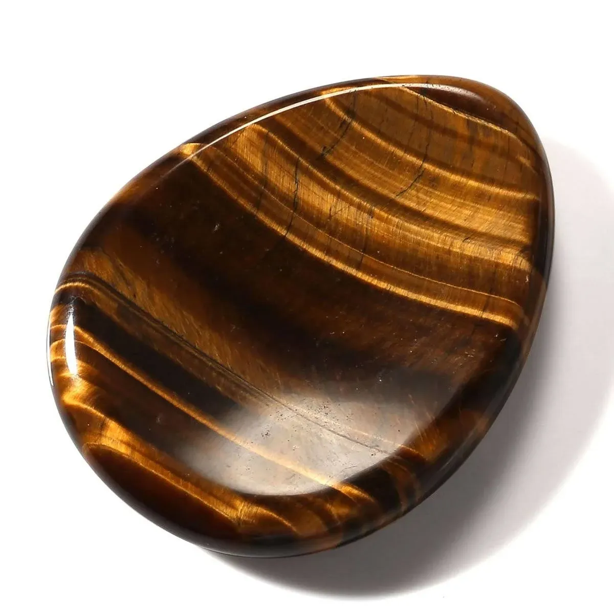 CrystalTears Tiger's Eye Gemstone Carved Thumb Worry Stone Healing Crystals ...