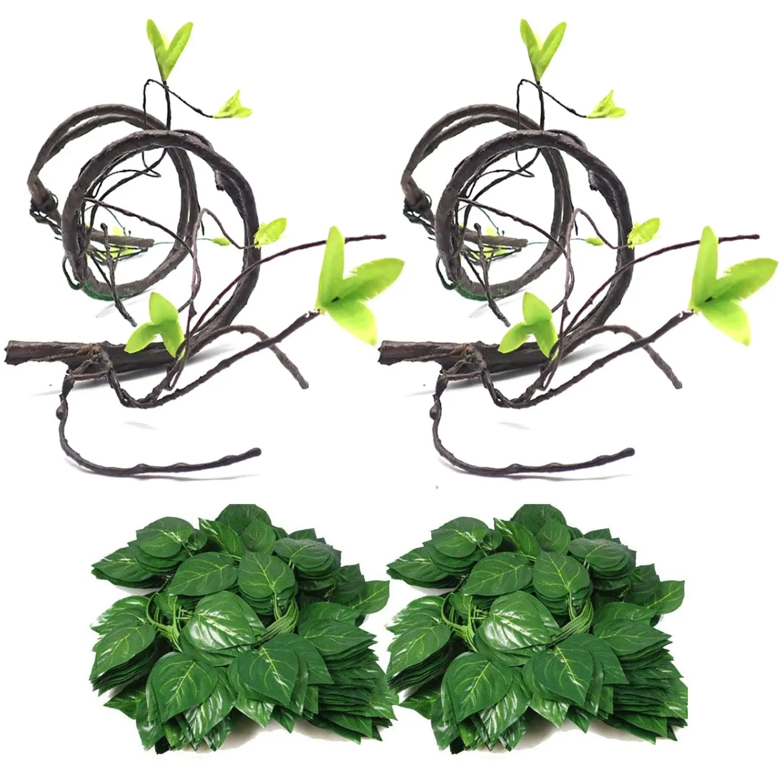 4Pcs Flexible Bend-A-Branch Jungle Vines Terrarium Leaves Lizard Gecko Habita...