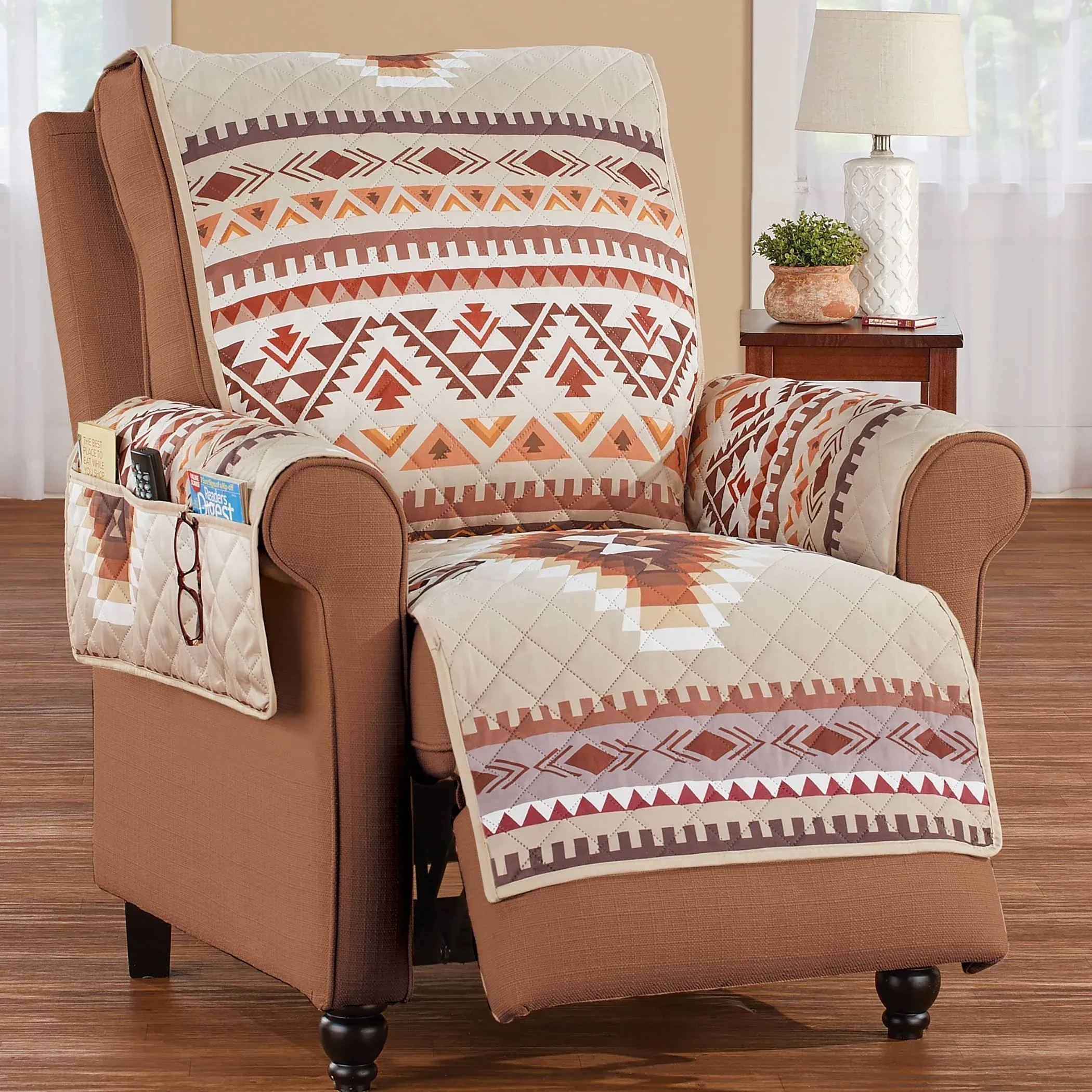 Collections Etc Quilted Neutral Southwest Aztec Furniture Cover Sofa