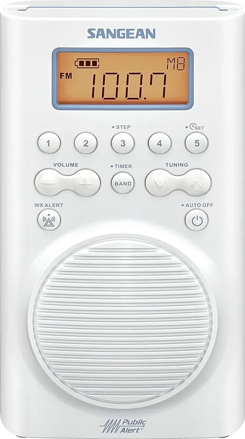 Sangean Shower Radio AM/FM Weather Alert Waterproof All 7 NOAA Weather Channel