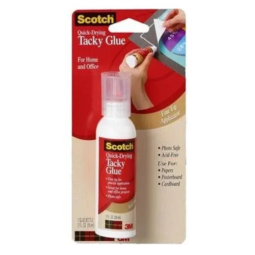 Scotch Quick Drying Tacky Glue, 2 fl oz, Acid Free and Photo Safe (6052A-1)