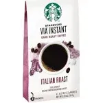 Starbucks Via Instant Coffee, Dark Roast, Italian Roast, Packets - 8 pack, 0.11 oz packets