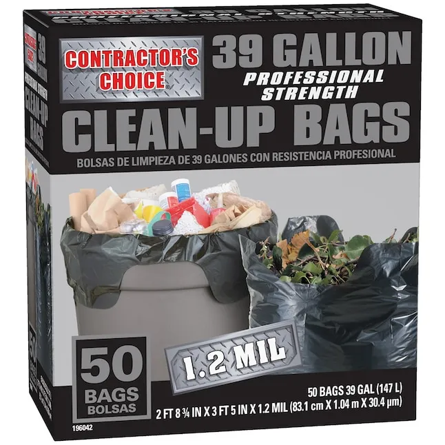 Contractor's Choice Contractor 39-Gallons Black Outdoor Plastic Construction Flap Tie Trash Bag LWR39WC050B