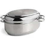 Oval Multi Roaster- 3-In-1 Stock Pot (11 Qt), Turkey Roasting Pan W Rack And Saute Cookware- Stainless Steel Tri Ply, Induction Compatible W Stick.