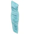 Shop Norma Kamali Diana One-shoulder Midi Dress In Powder Blue