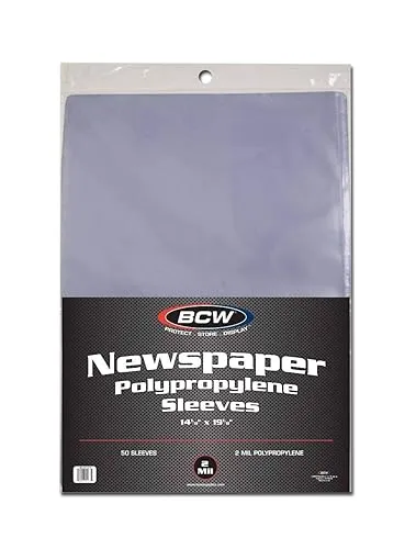 100 BCW CLEAR Newspaper Sleeves  14 1/8x19 1/8 Acid Free &amp; Archival 2 Packs Deal