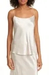 Shop Vince Ivory Hammered Satin Top In Beige