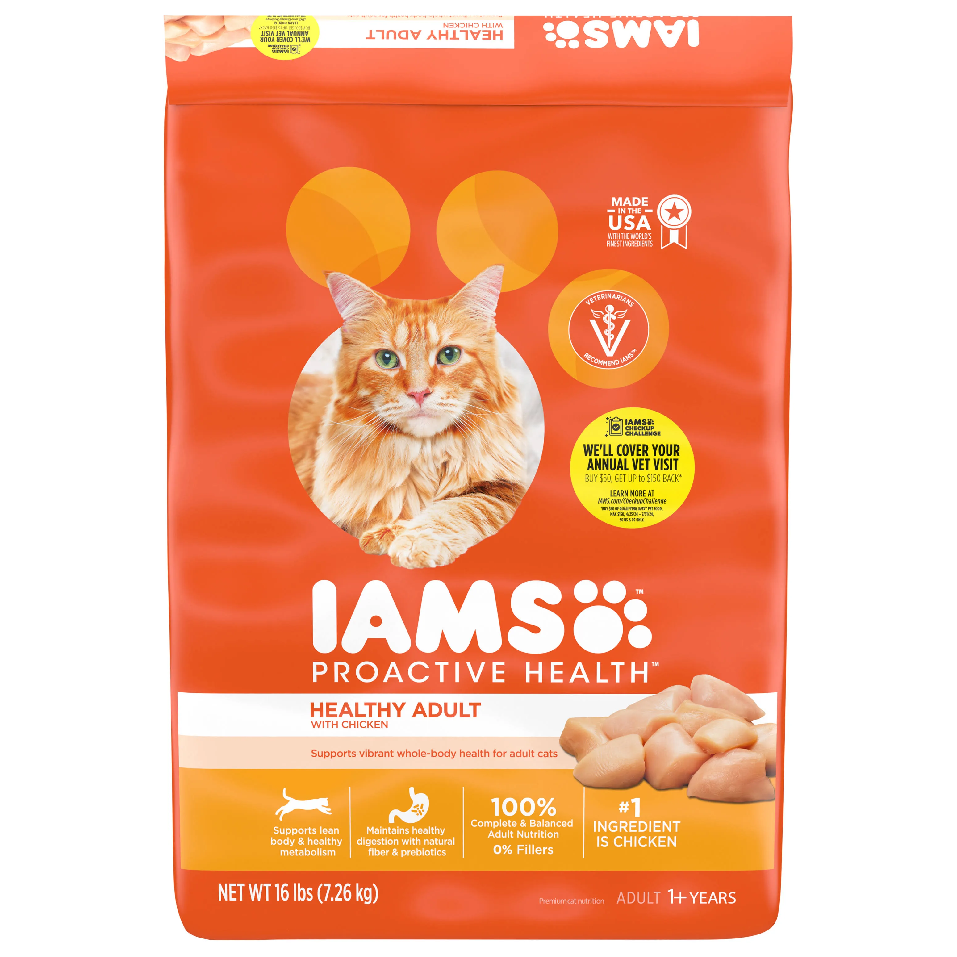 Iams Proactive Health Adult Healthy Dry Cat Food, Chicken (7 lbs)