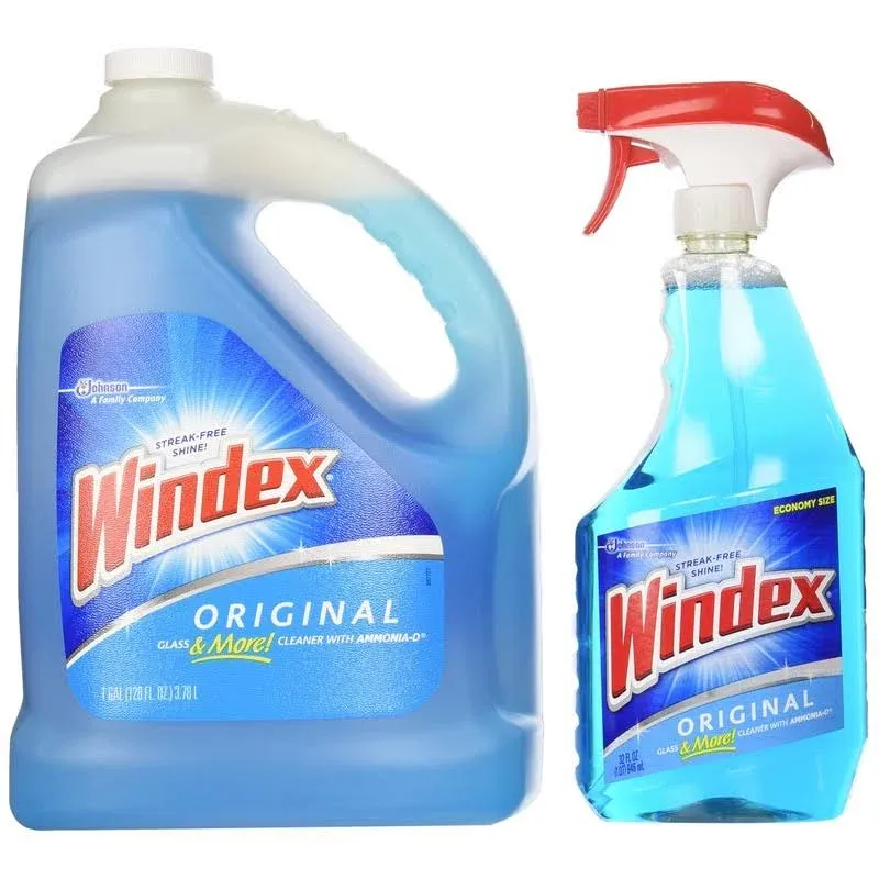 Windex Glass & More Cleaner Trigger Spray 946mL/1 qt + Refill 1 Gallon