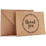 120 Pack Kraft Thank You Cards with Envelopes Bulk Set, Blank Inside, Rustic Design (Brown, 3.5 x 5 in)