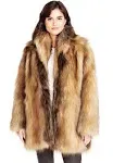 Red Fox Faux Fur Shawl Collar Coat