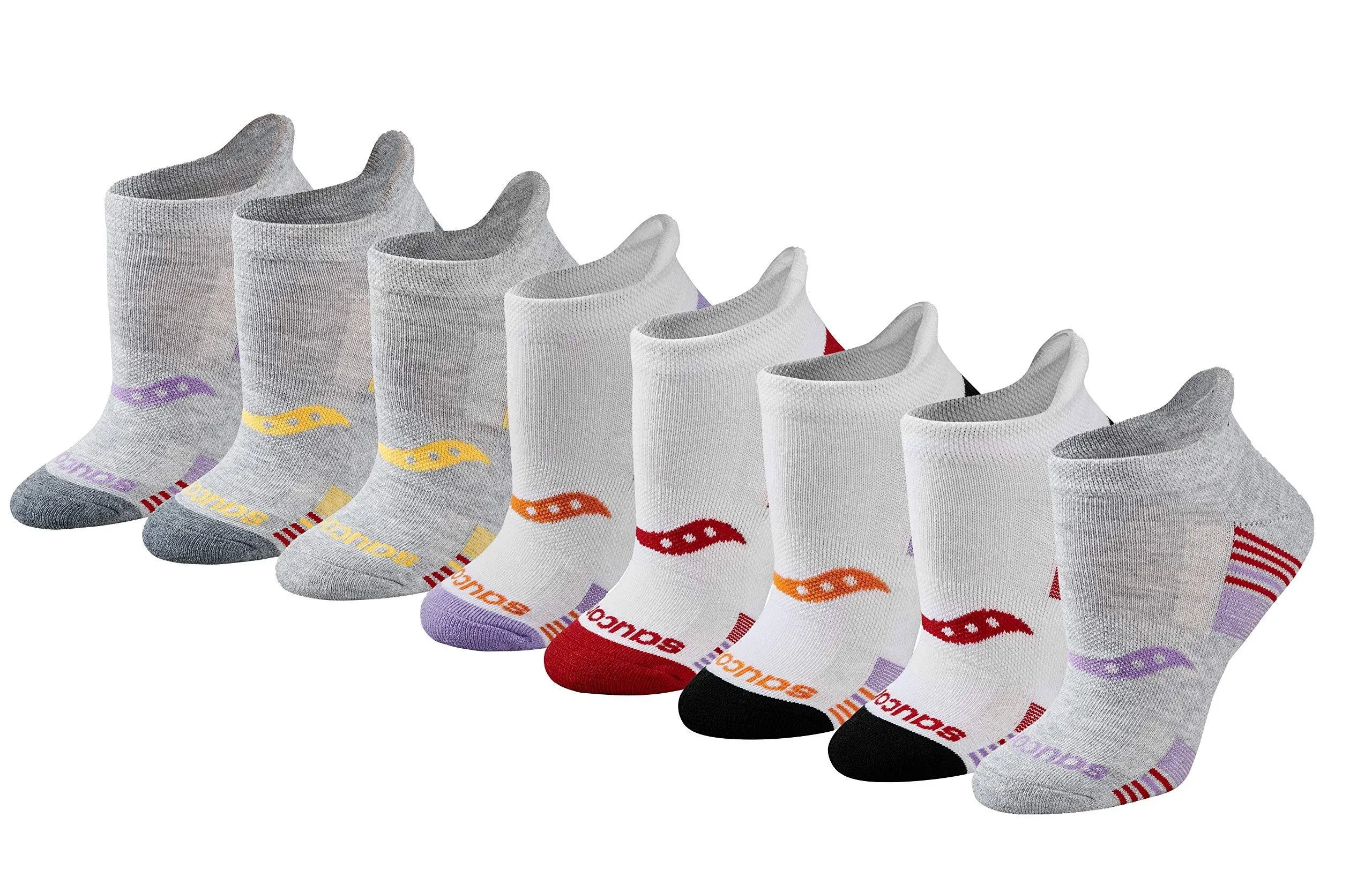 Saucony Women's RunDry Performance Heel Tab Athletic Socks, Available in S-L (8, 16, 24 Pairs)