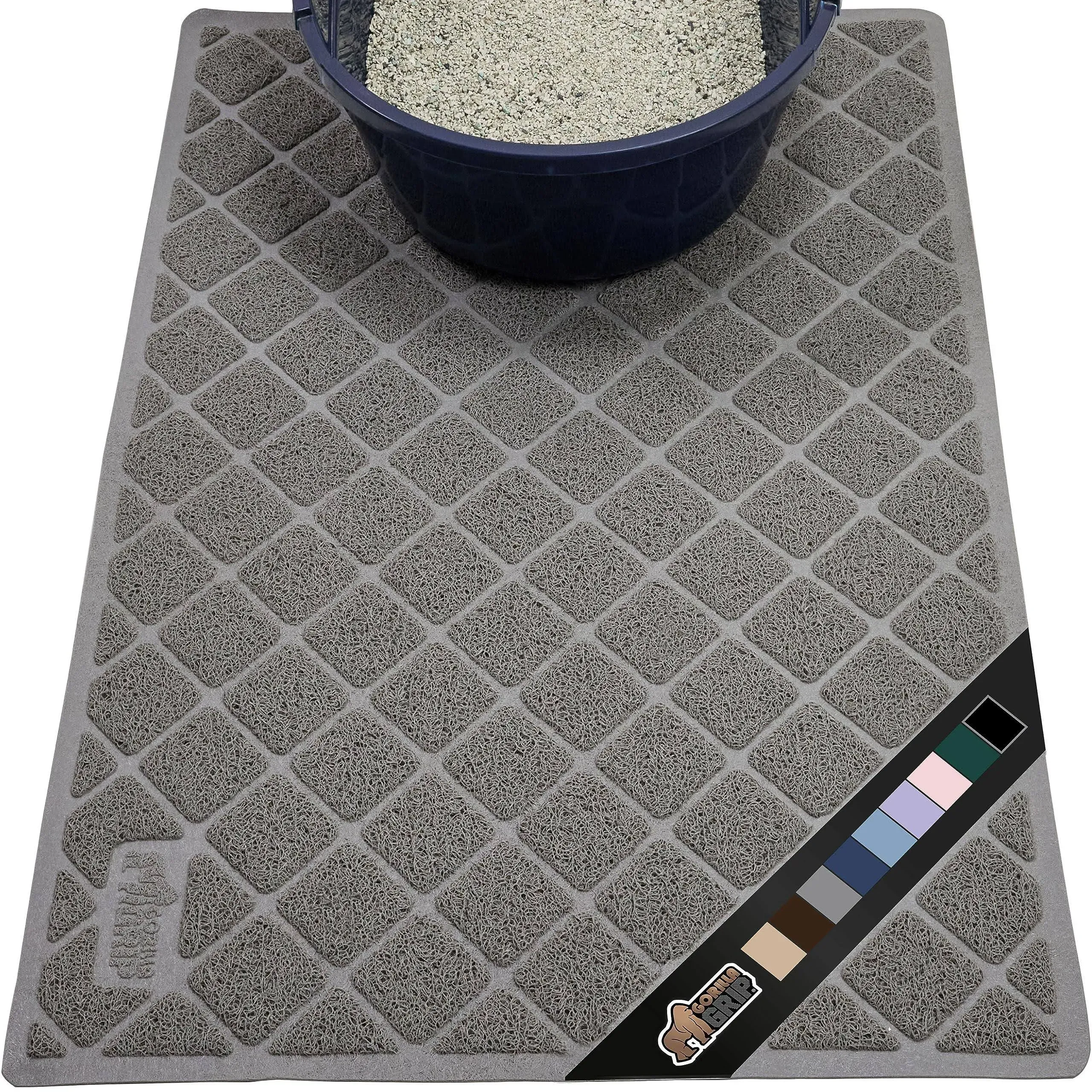 The Original Gorilla Grip Water Resistant Cat Litter Box Trapping Mat, Easy Clean, Textured Backing, Traps Mess for Cleaner Floors, Less Waste, Stays