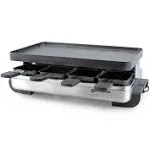 Swissmar KF-77080 Stelvio 8-Person Raclette with Reversible Cast Aluminum Non-Stick Grill Plate/ Crepe Top, Brushed Stainless Steel