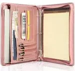 Zipper Binder Portfolio for Women, 3 Ring Binders 1 Inch, PU Leather Padfolio