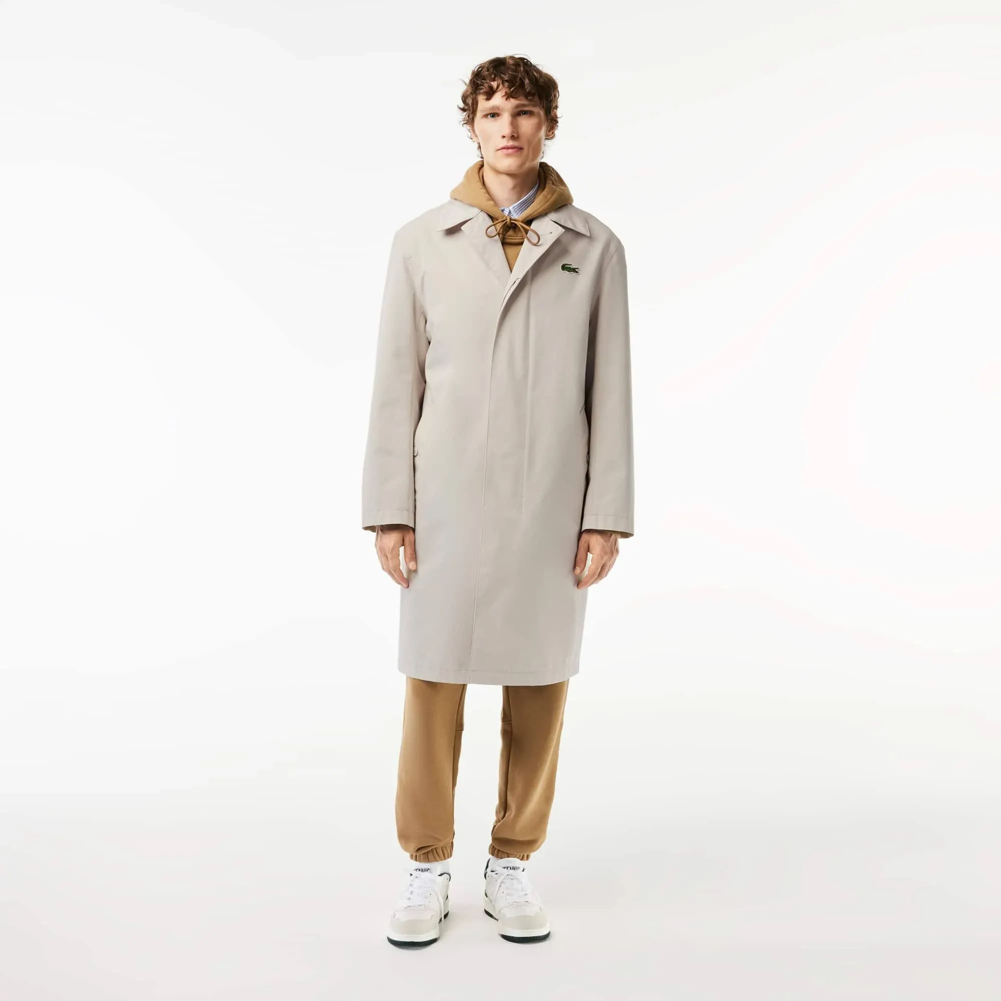 Lacoste Men's Lightweight Waterproof Cotton Twill Trench Coat