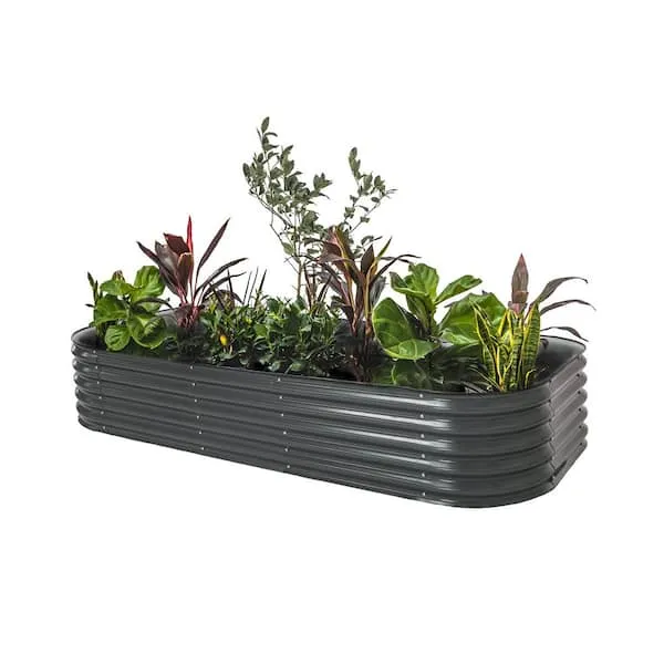  Raised Garden Bed Kits, 17&#034; Tall 9 in 1 8ft X 2ft Metal 17“ Tall Modern Gray