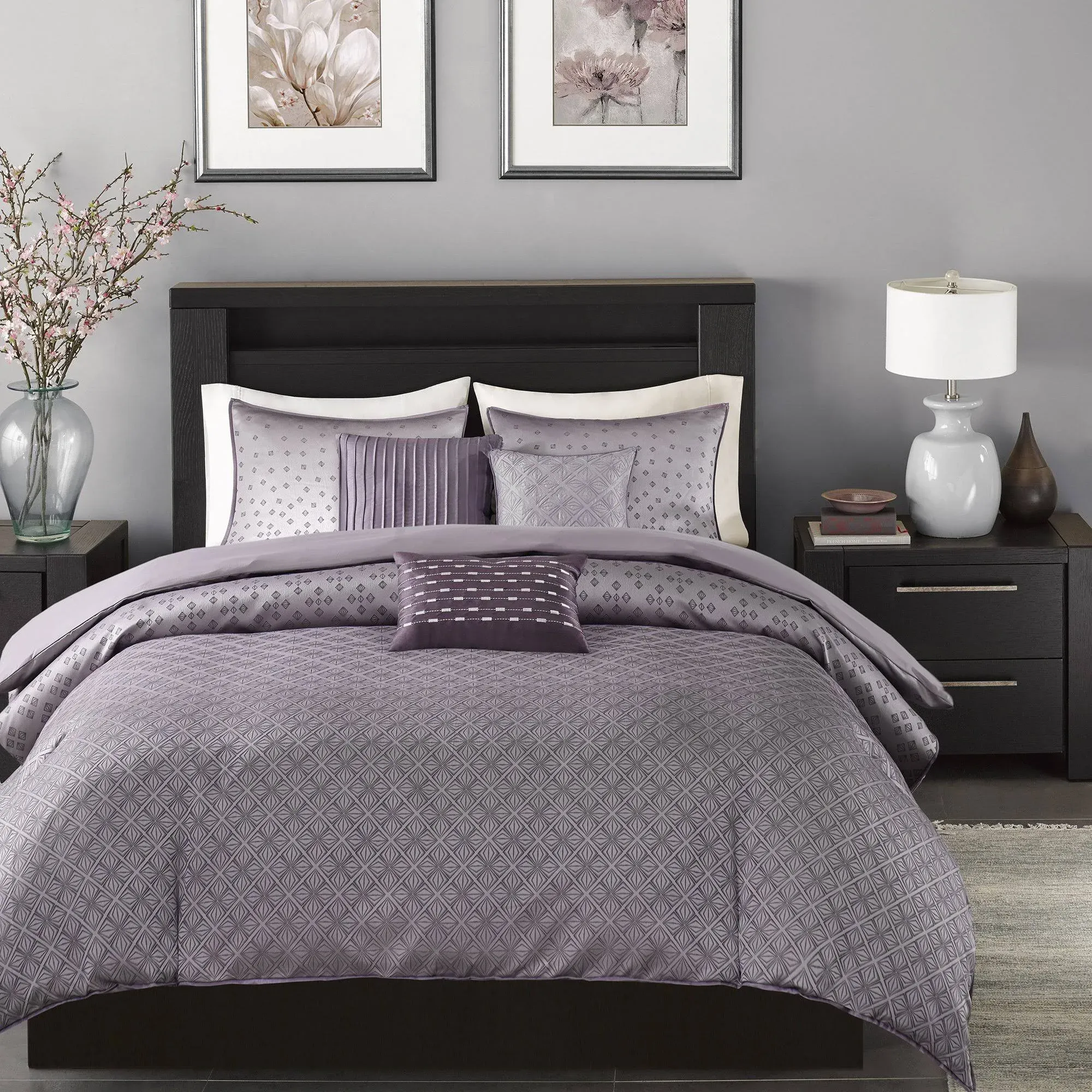 Madison Park - Biloxi 6 Piece Duvet Cover Set - Purple - King/Cal King