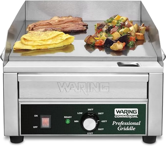 Waring Commercial WGR140 120-volt, 14-Inch Electric Countertop Griddle, Silver