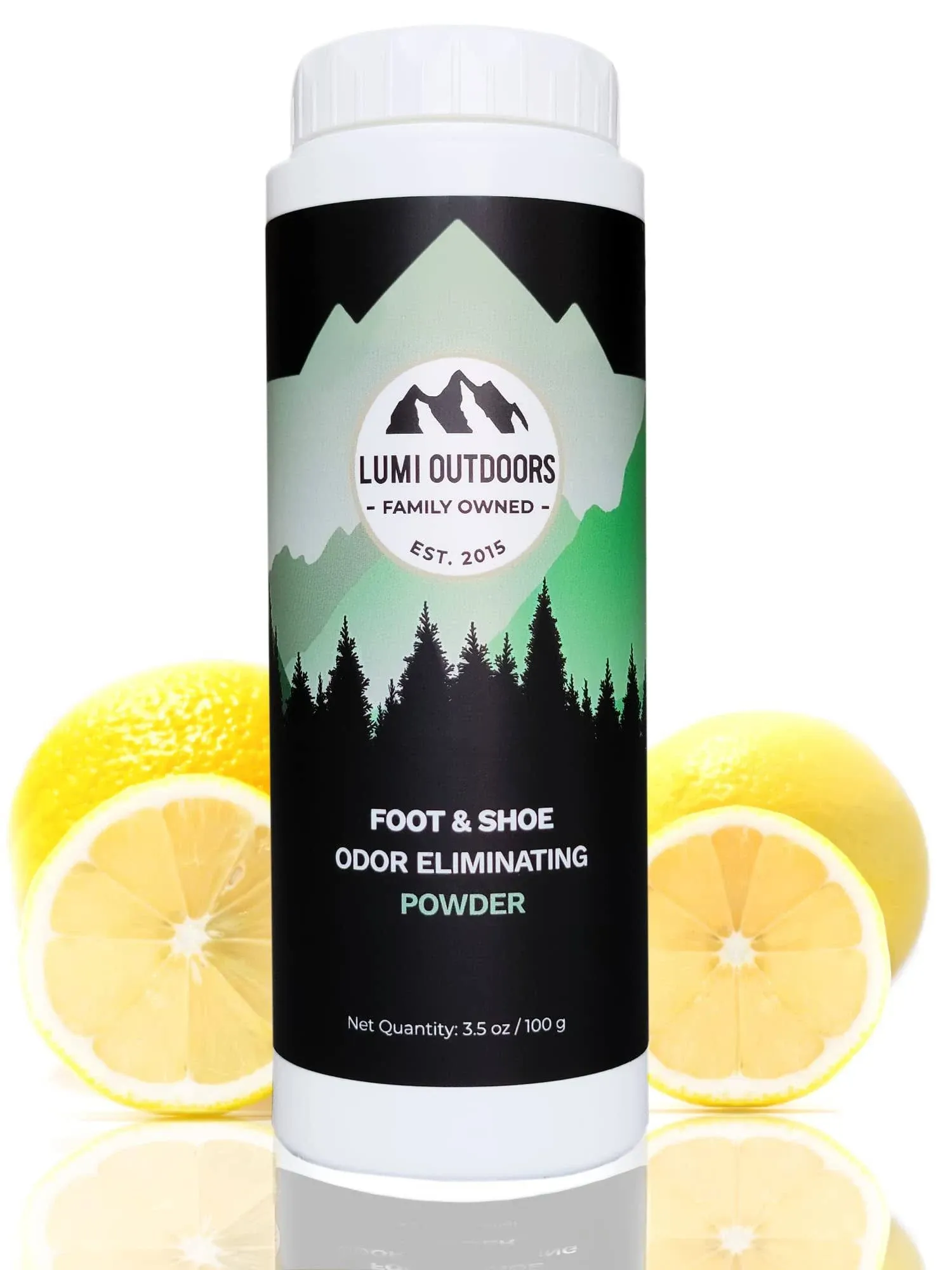 Lumi Outdoors Natural Foot Powder Deodorizer & Shoe Odor Eliminator - Talc Free Foot Deodorant