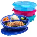 EasyLunchboxes - Oval Lunch Boxes - Reusable 4-Compartment Food Containers for Work, Travel and Meal Prep, Set of 4, (Jewel Brights)